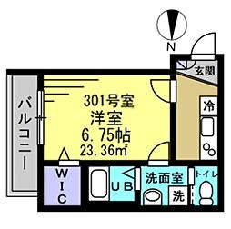 ＡＪ千葉寺003 3階1Kの間取り