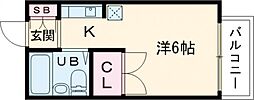 リベール嵯峨嵐山 2階ワンルームの間取り