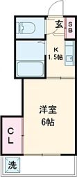 柏倉コーポ 1階1Kの間取り