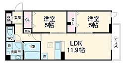 セレスティア江戸川II 1階2LDKの間取り