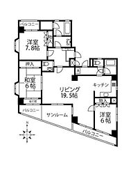 クイーンポート 6階3LDKの間取り