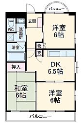 エクセル石仏 1階3DKの間取り