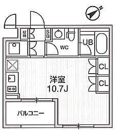 大田西馬込レジデンス 3階ワンルームの間取り