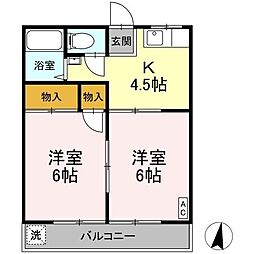 高橋ハイツ 1階2Kの間取り