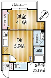 ＡＱＵＥ24 3階1DKの間取り