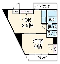アクセスマスダ 5階1DKの間取り
