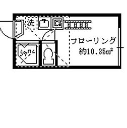 フェリスクレスト 1階ワンルームの間取り