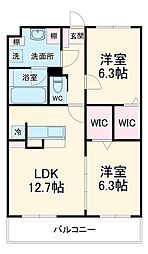 Ｌｕｓｏｒａ　Ｏｓａｔｏ 2階2LDKの間取り