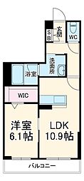 グランヴィスタ 1階1LDKの間取り