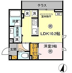 プラデーラ 1階1LDKの間取り