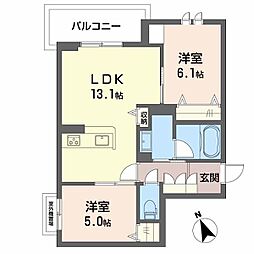 シャーメゾンアヴァンス 1階2LDKの間取り