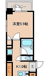 レジディア文京湯島II 3階1Kの間取り