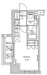 ザ・パークハビオ蕨 5階ワンルームの間取り