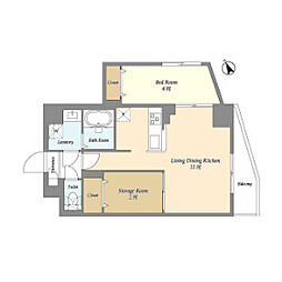 アルファコート曳舟2 2階1SLDKの間取り