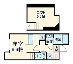 ハーミットクラブハウスルペ 102 1階ワンルームの間取り