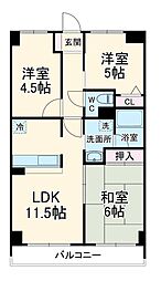 ファーストシティ大宮 5階3LDKの間取り