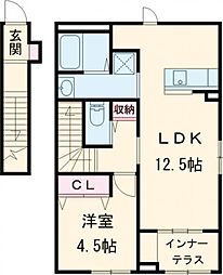 セレーネ 2階1LDKの間取り