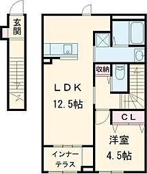 セレーネ 2階1LDKの間取り