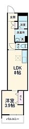 ペルル穴川 2階1LDKの間取り