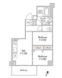 ルミーク本町ウェスト 4階2DKの間取り