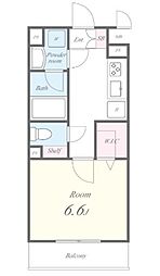 フィレール南千住 2階1Kの間取り