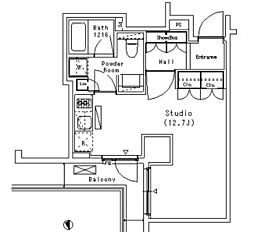 パークアクシス代官山 5階ワンルームの間取り