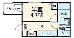 ＭＥＬＤＩＡ蕨 1階ワンルームの間取り