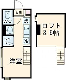 ソラニア上井草 201 2階ワンルームの間取り