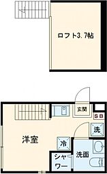 ソラニア上井草 207 2階ワンルームの間取り
