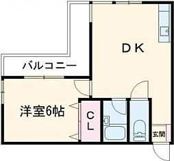 清瀬貴志ビル 4階1DKの間取り
