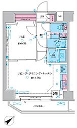ジェノヴィア三ノ輪IIIスカイガーデン 11階1LDKの間取り