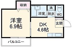 ゴッドマンション 1階1DKの間取り
