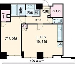 ベルファース芝浦タワー 20階1LDKの間取り