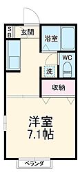 エスペランサ 1階1Kの間取り