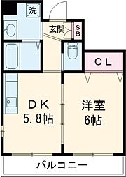 グレースモモイ 1階1DKの間取り