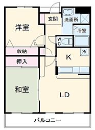 コンフォートグリーン 4階2LDKの間取り