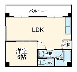 シャトーあが 3階1LDKの間取り
