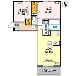 湘南新宿ライン高海 高崎問屋町駅 徒歩12分の賃貸アパート 3階2LDKの間取り