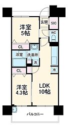 名古屋市営鶴舞線 浅間町駅 徒歩5分の賃貸マンション 15階2LDKの間取り