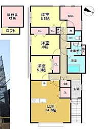 浜田山戸建 2階3SLDKの間取り
