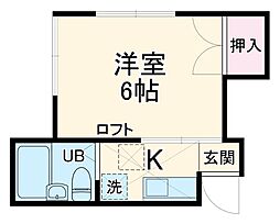 スカイメゾン新検見川 2階1Kの間取り