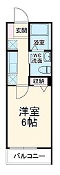 ウィングガーデン一ノ割 1階1Kの間取り