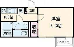 メゾンフォーレスト 2階1Kの間取り