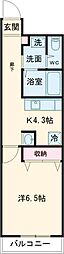 コープ野村王子 4階1Kの間取り