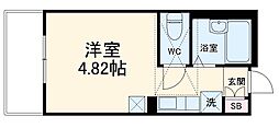 ポンデロッサ駒岡 2階1Kの間取り