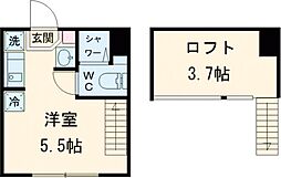 キューブときわ台 1階ワンルームの間取り
