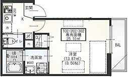 JR川越線 指扇駅 徒歩7分の賃貸アパート 1階1Kの間取り