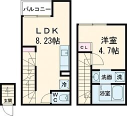カインドネス荻窪 2階1LDKの間取り