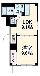 京橋オリエンタルキューブ 2階1LDKの間取り