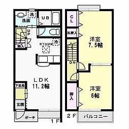 アルカディア　I 1階2LDKの間取り